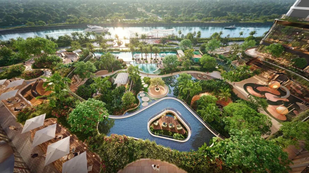 Cảnh quan nội khu Palm River ven sông