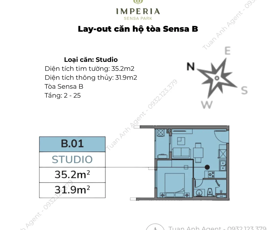 Layout 1PN+ và Studio Sensa B Imperia Sensa Park: chọn căn nào?