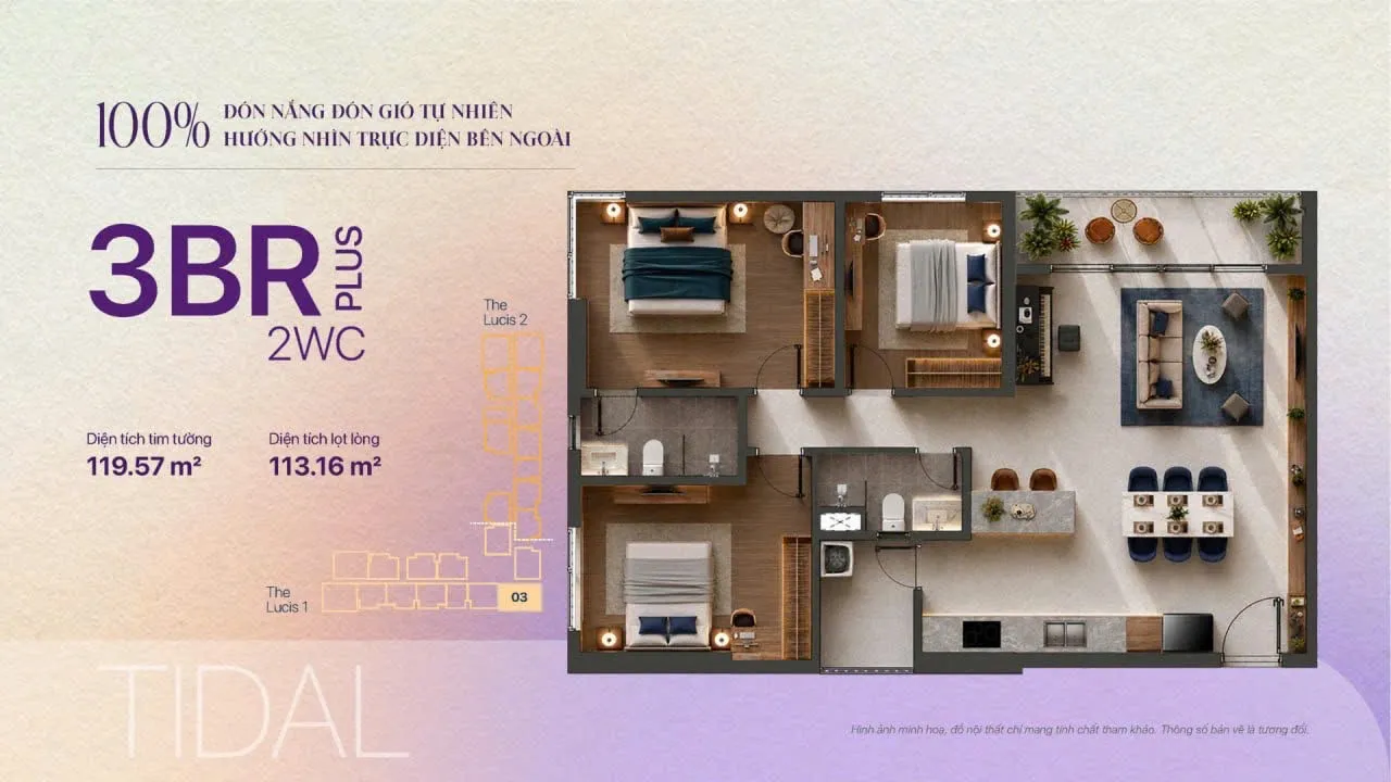 Căn 3PN TT Genesis: so sánh Basic 94,55 m² và Plus 119,57 m²