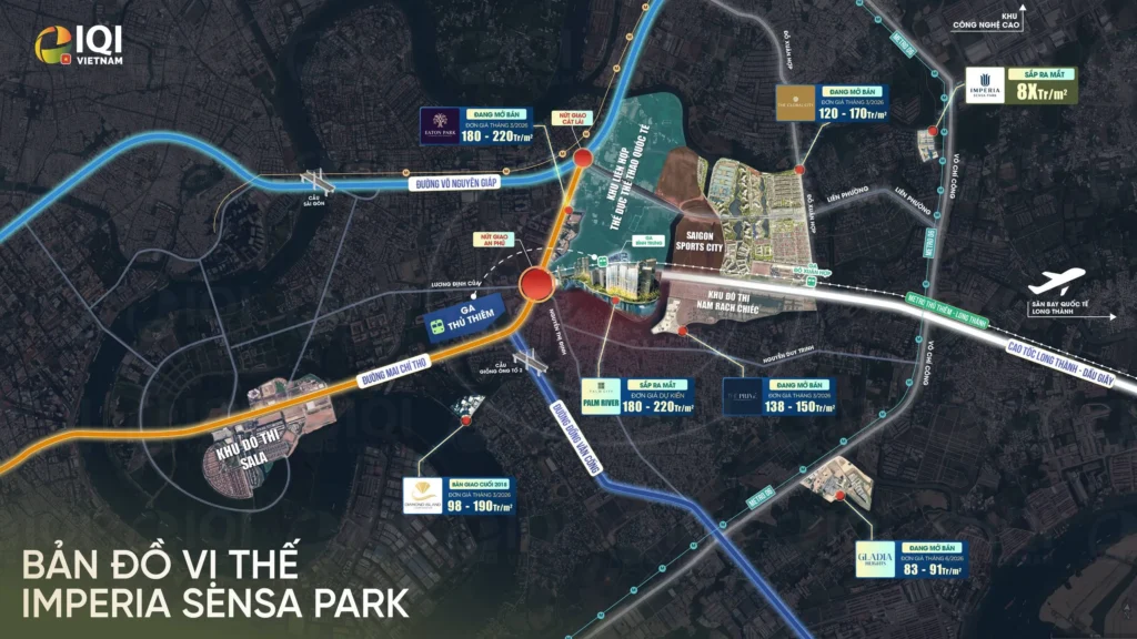 Bản đồ vị trí Imperia Sensa Park trên trục Võ Chí Công và kết nối khu Đông TP.HCM