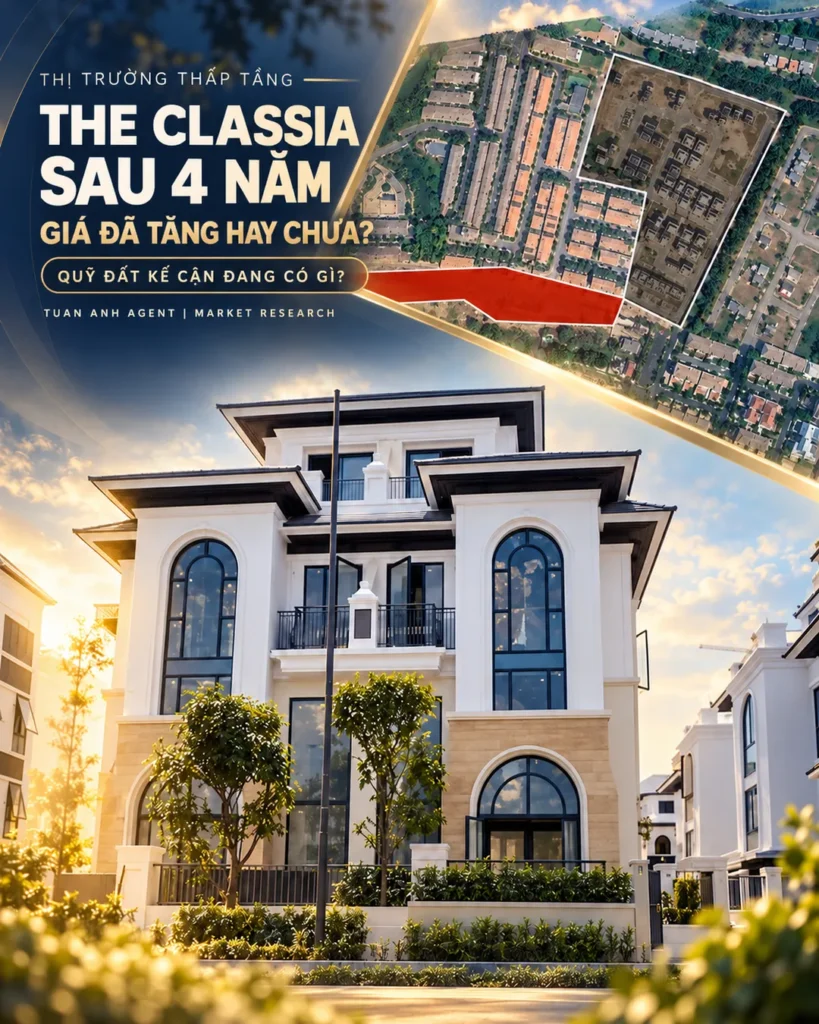The Classia sau 4 năm: giá bán và quỹ đất thấp tầng kế bên