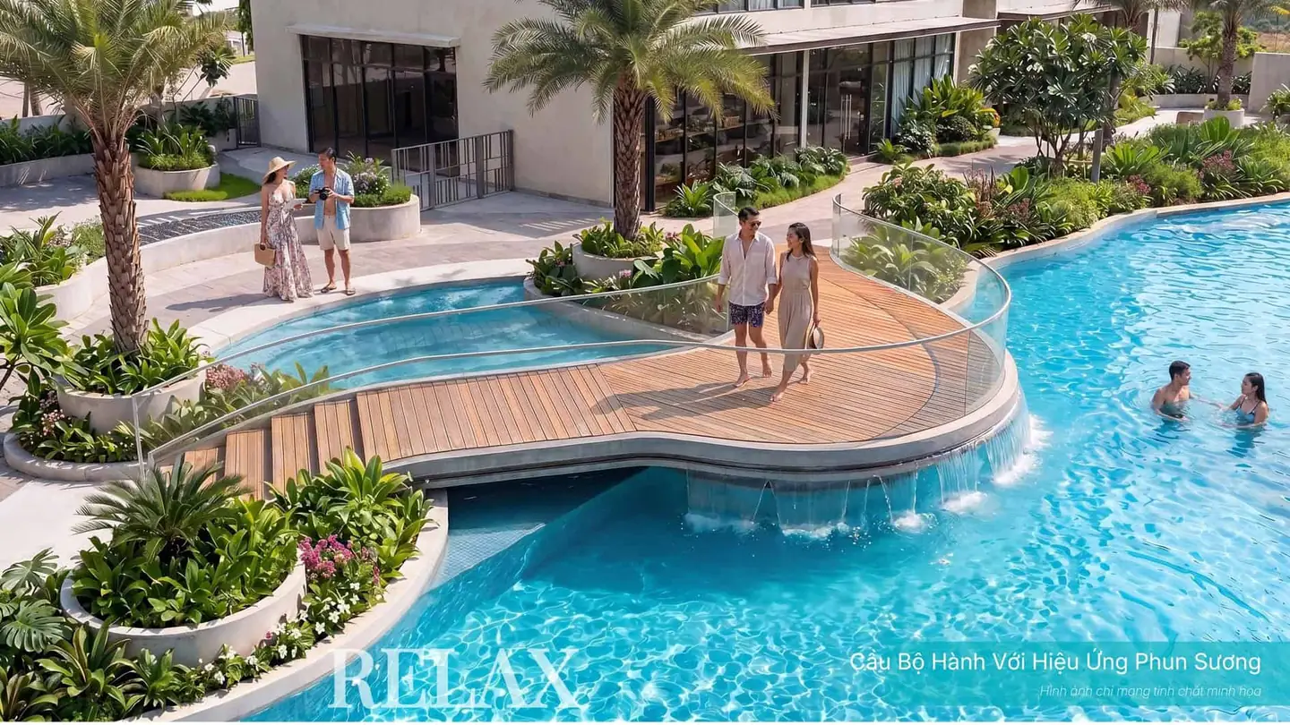 Phối cảnh tiện ích hồ bơi và không gian chung Gladia Heights